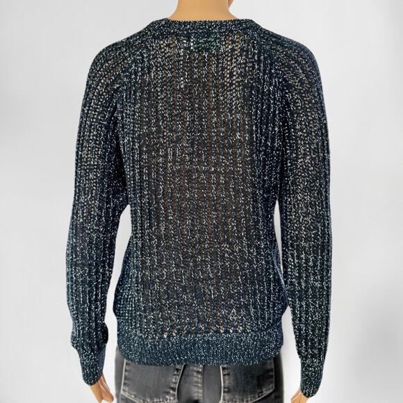 Agyness Deyn Dr. Martens Blue Metallic Knit Pullover Sweater S Cotton New Small - Picture 5 of 10